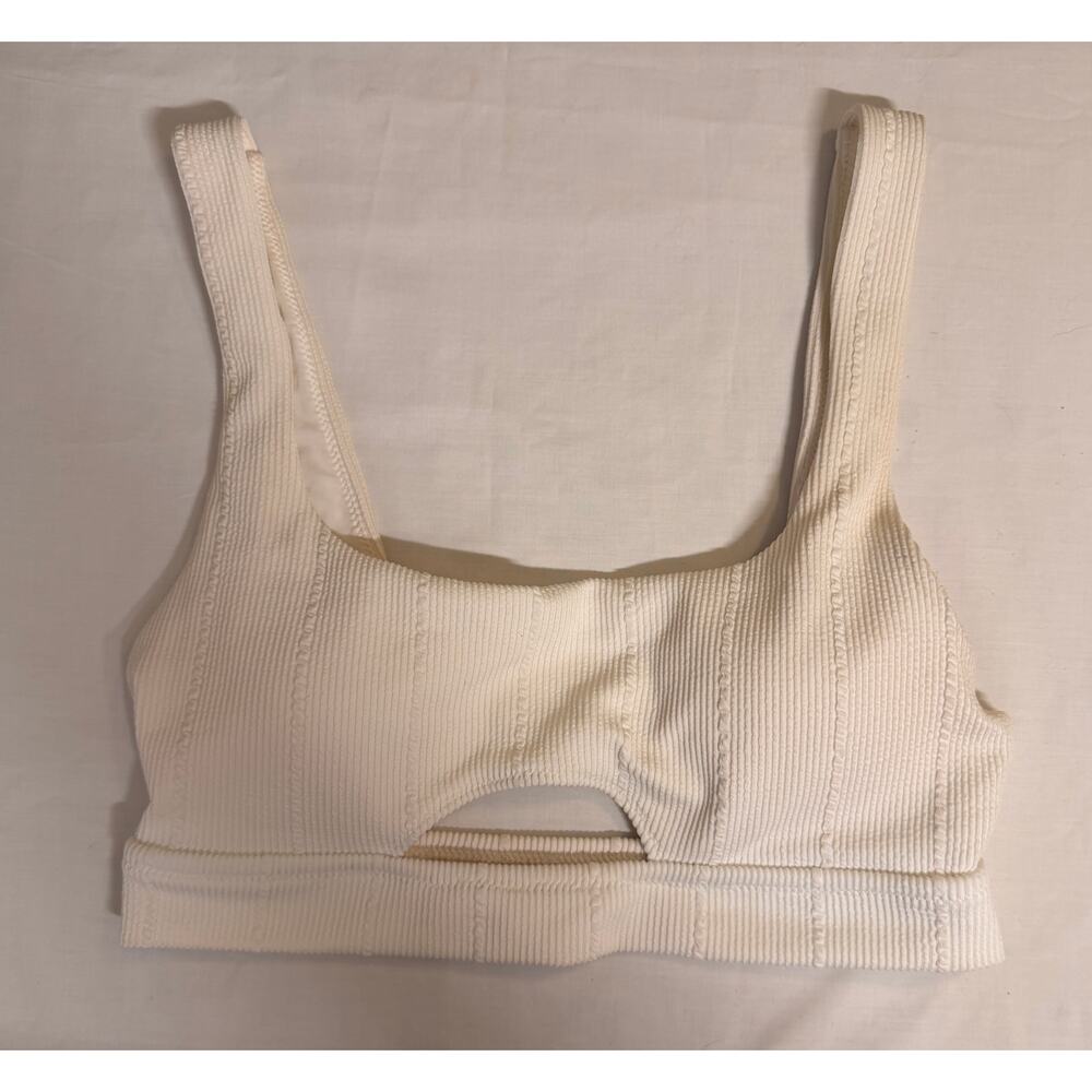 aerie cream ribbed cutout bikini top